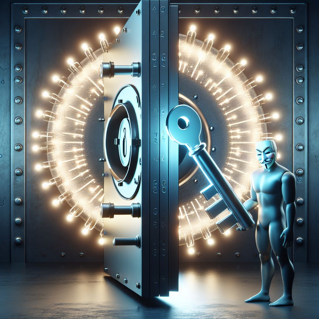 CV22 login security character with a key and vault